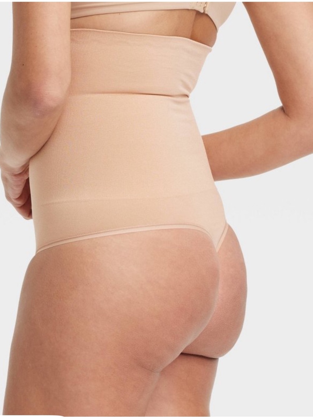 Auden High-Waist Shapewear Thong in Light Beige, Size XL, NWT